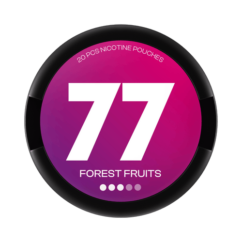 77 Forest Fruit nicotine pouch can – Slim all-white, 10.4 mg, 20 pouches
