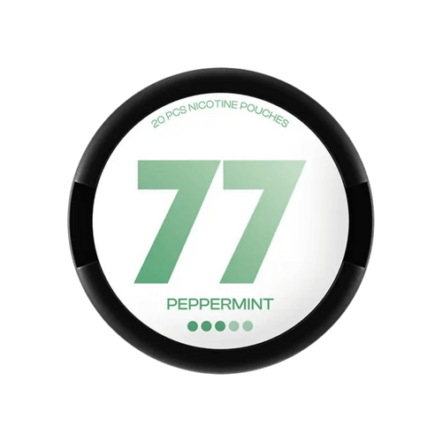 77 Peppermint nicotine pouch can – Slim all-white, 10.4mg, 20 pouches