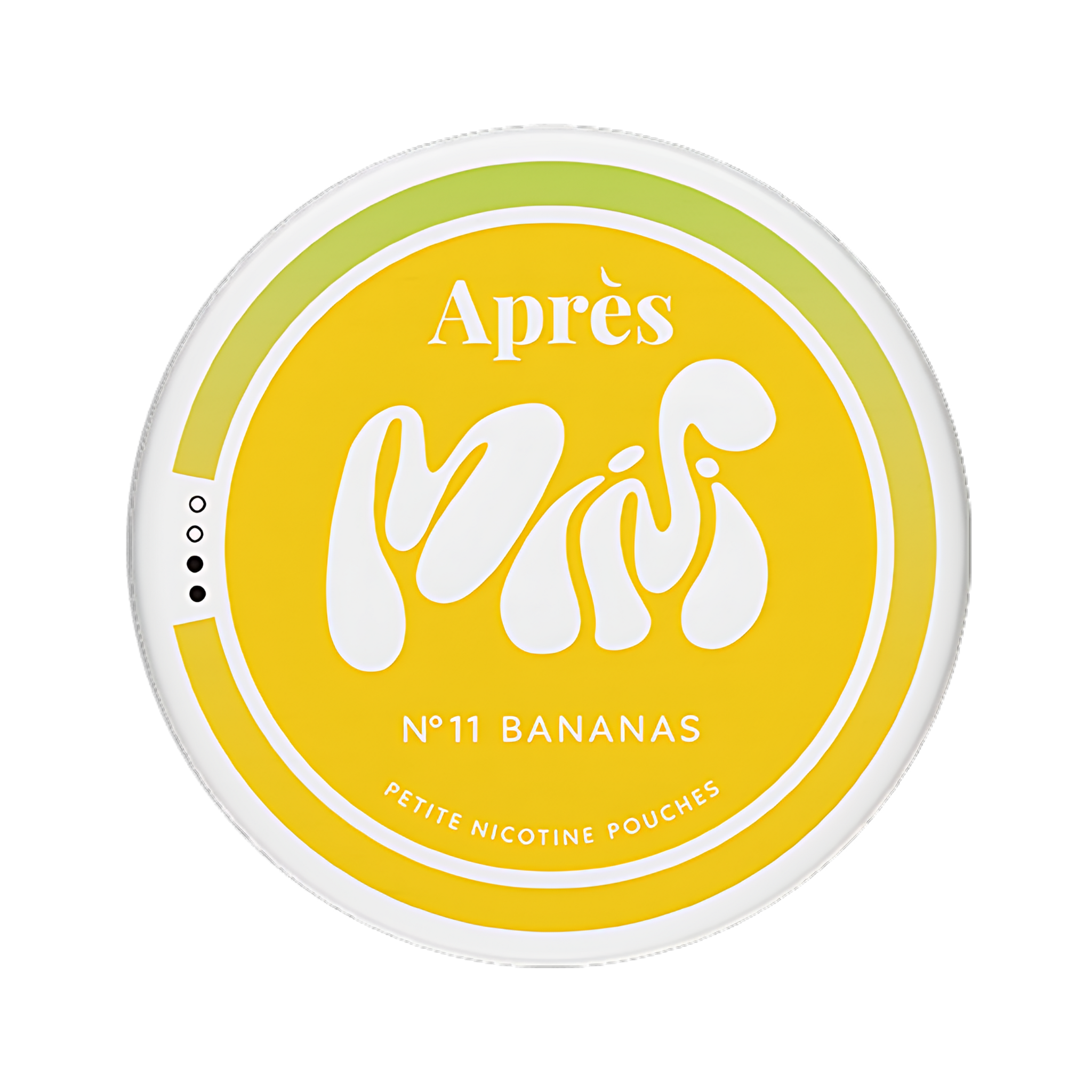 Après Banana Mini nicotine pouch can – Mini all-white format, 3.2mg per pouch, 20 pouches