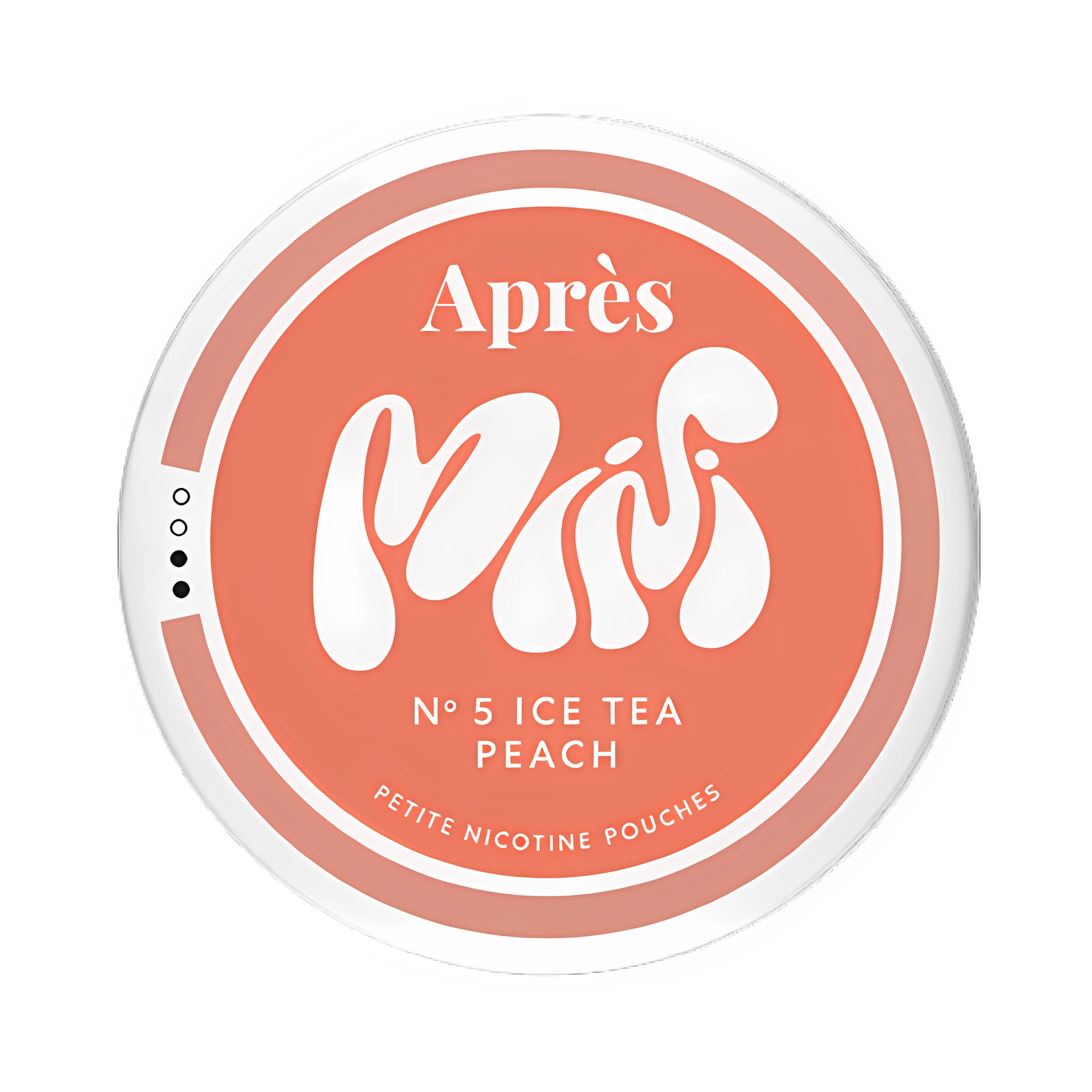 Après Ice Tea Peach Mini nicotine pouch can – Mini all-white, 3.2mg, 20 pouches