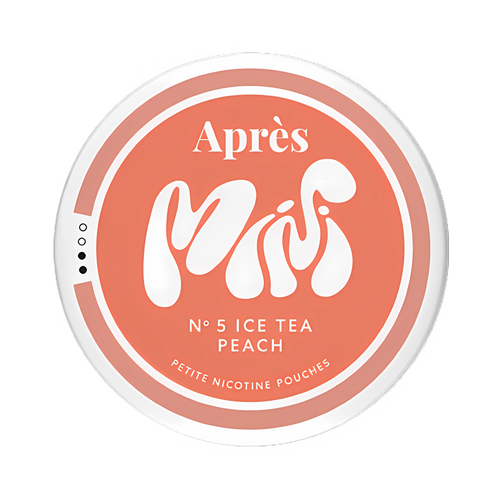 Après Ice Tea Peach Mini nicotine pouch can – Mini all-white, 3.2mg, 20 pouches
