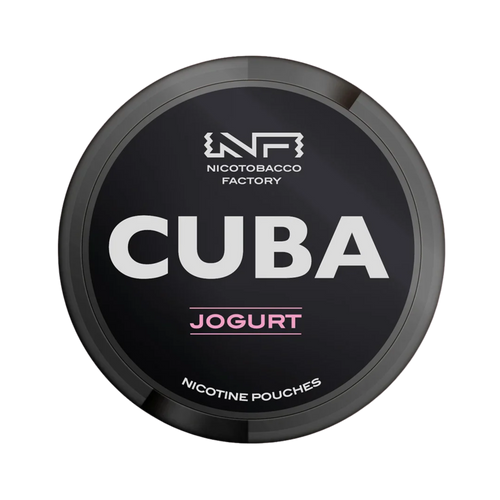 CUBA Black Jogurt nicotine pouch can – Slim moist, 42.9mg, 20 pouches
