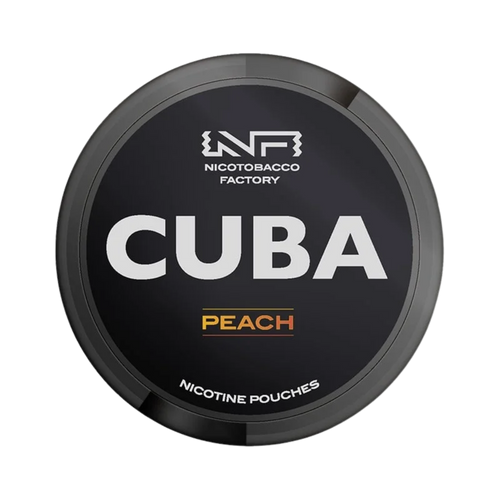 CUBA Black Peach nicotine pouch can – Slim moist, 42.9mg, 20 pouches