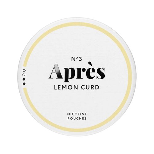 Après Lemon Curd nicotine pouch can – Slim all-white format, 4.4 mg, 20 pouches