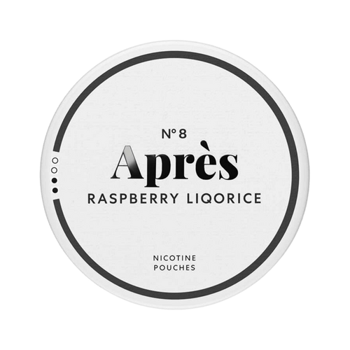 Après Raspberry Liqorice nicotine pouch can – Slim all-white, 4.4mg, 20 pouches
