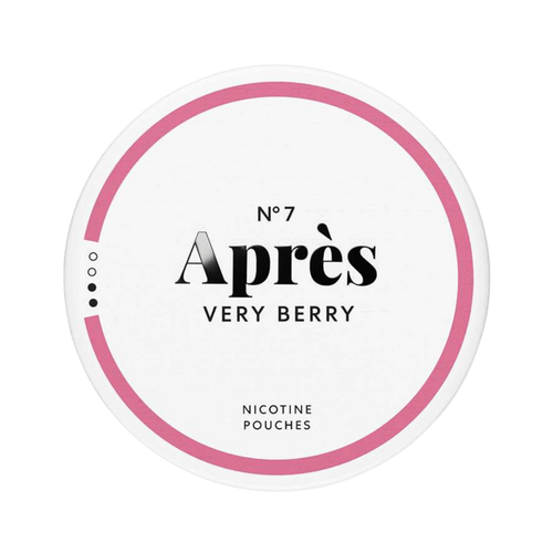 Après Very Berry nicotine pouch can – Slim all-white, 4.4 mg, 20 pouches