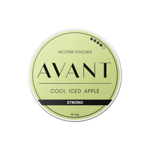 Avant Cool Iced Apple Strong nicotine pouch can – Slim all-white, 10.4mg, 20 pouches