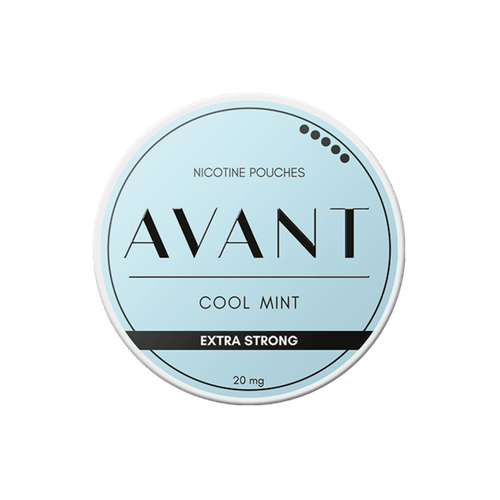Avant Cool Mint Extra Strong nicotine pouch can – Slim all-white, 13 mg, 20 pouches