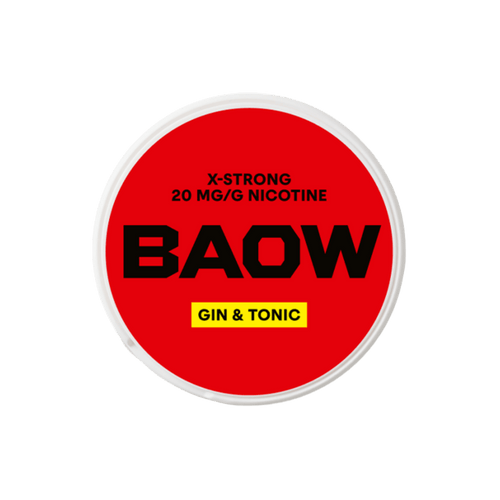 BAOW Gin & Tonic nicotine pouch can – Slim all-white, 12mg, 20 pouches