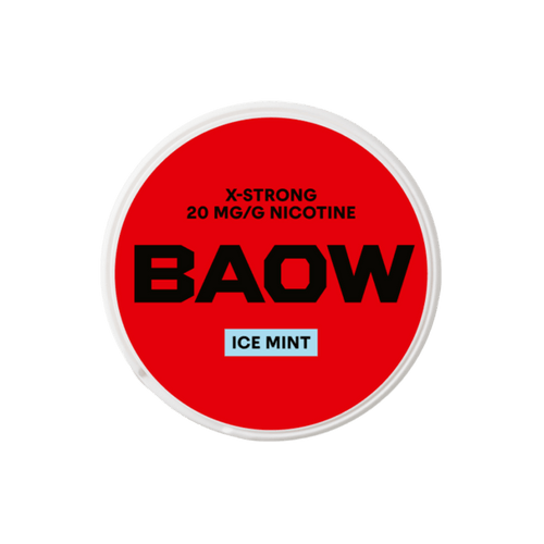 BAOW Ice Mint nicotine pouch can – slim all-white, 12 mg, 20 pouches
