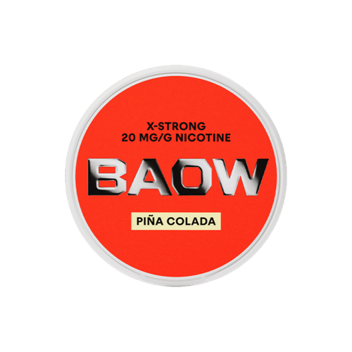 BAOW Piña Colada nicotine pouch can – Slim all-white, 12 mg, 20 pouches