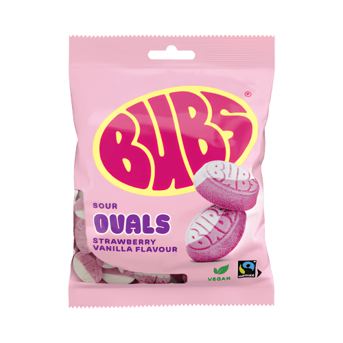Bubs Strawberry Vanilla Goody Sour Ovals 90g - Pouchland