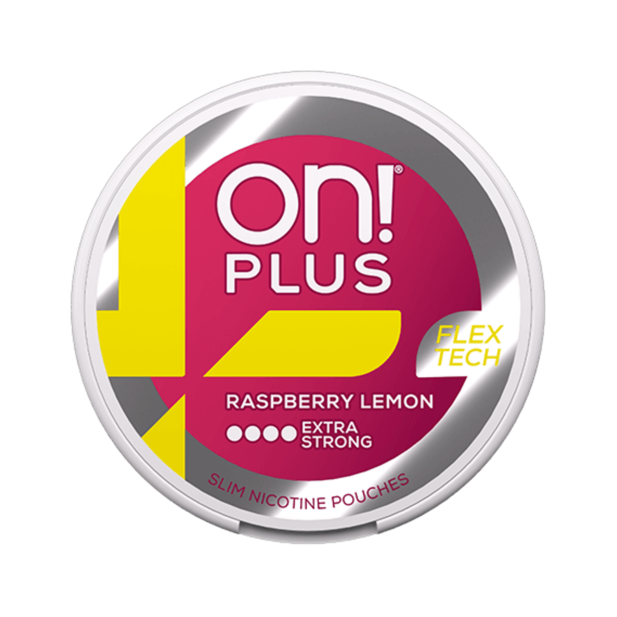 On! Plus Raspberry Lemon Extra Strong nicotine pouch can – Slim moist, 11mg, 20 pouches