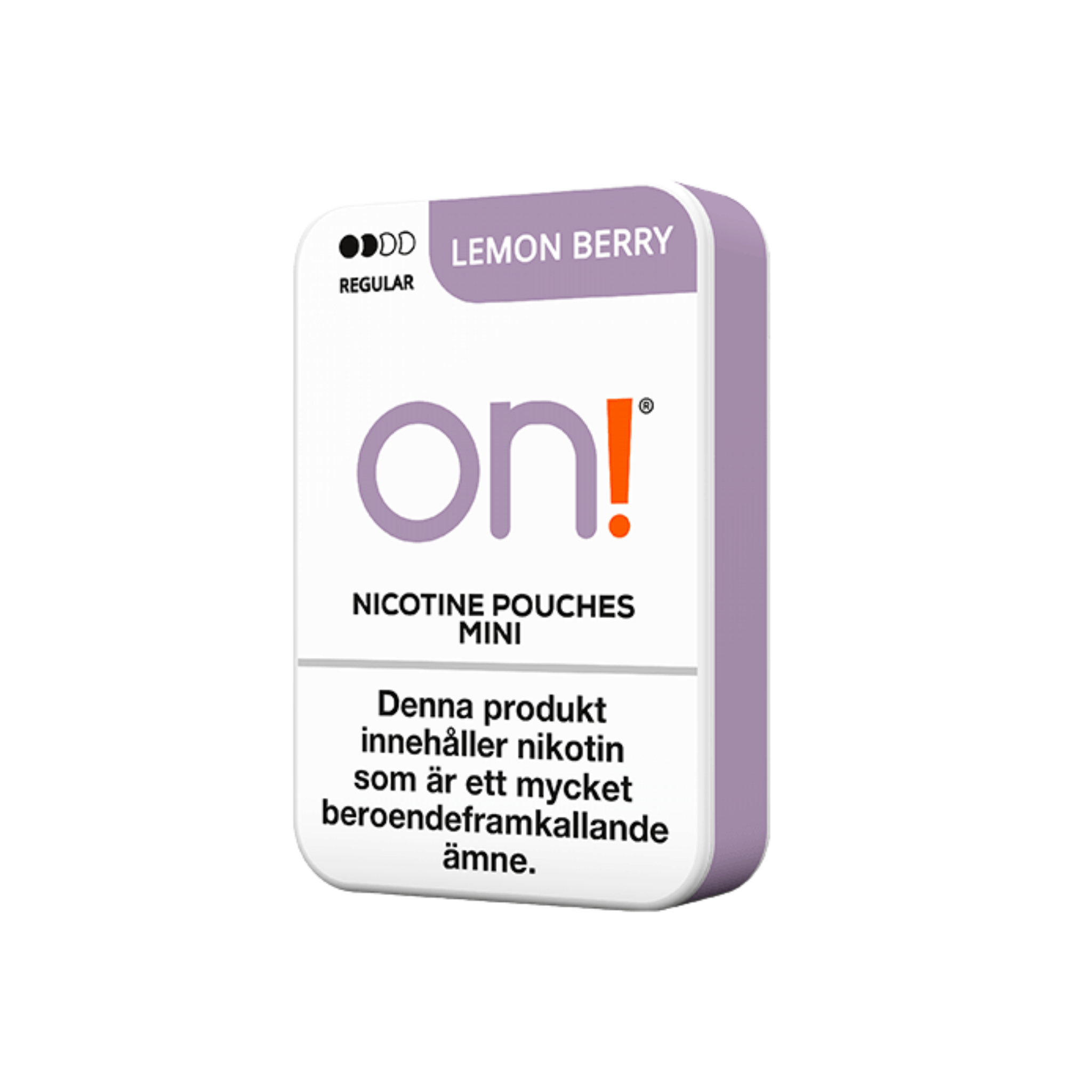 On! Lemon Berry Regular nicotine pouch can – Mini dry, 3 mg, 20 pouches