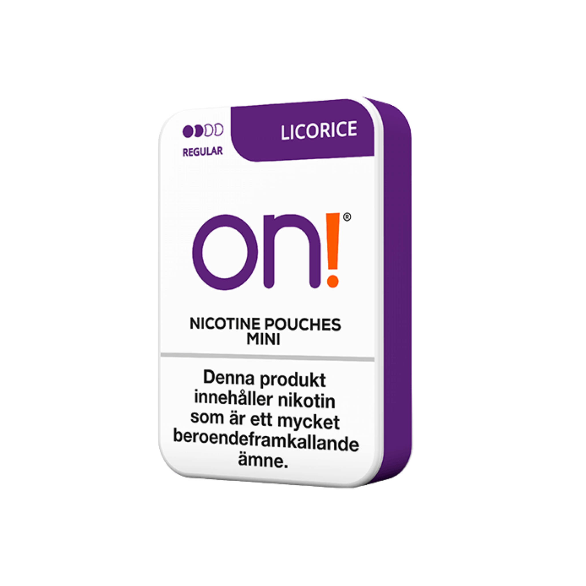 On! Licorice Regular nicotine pouch can – Mini dry, 3 mg, 20 pouches
