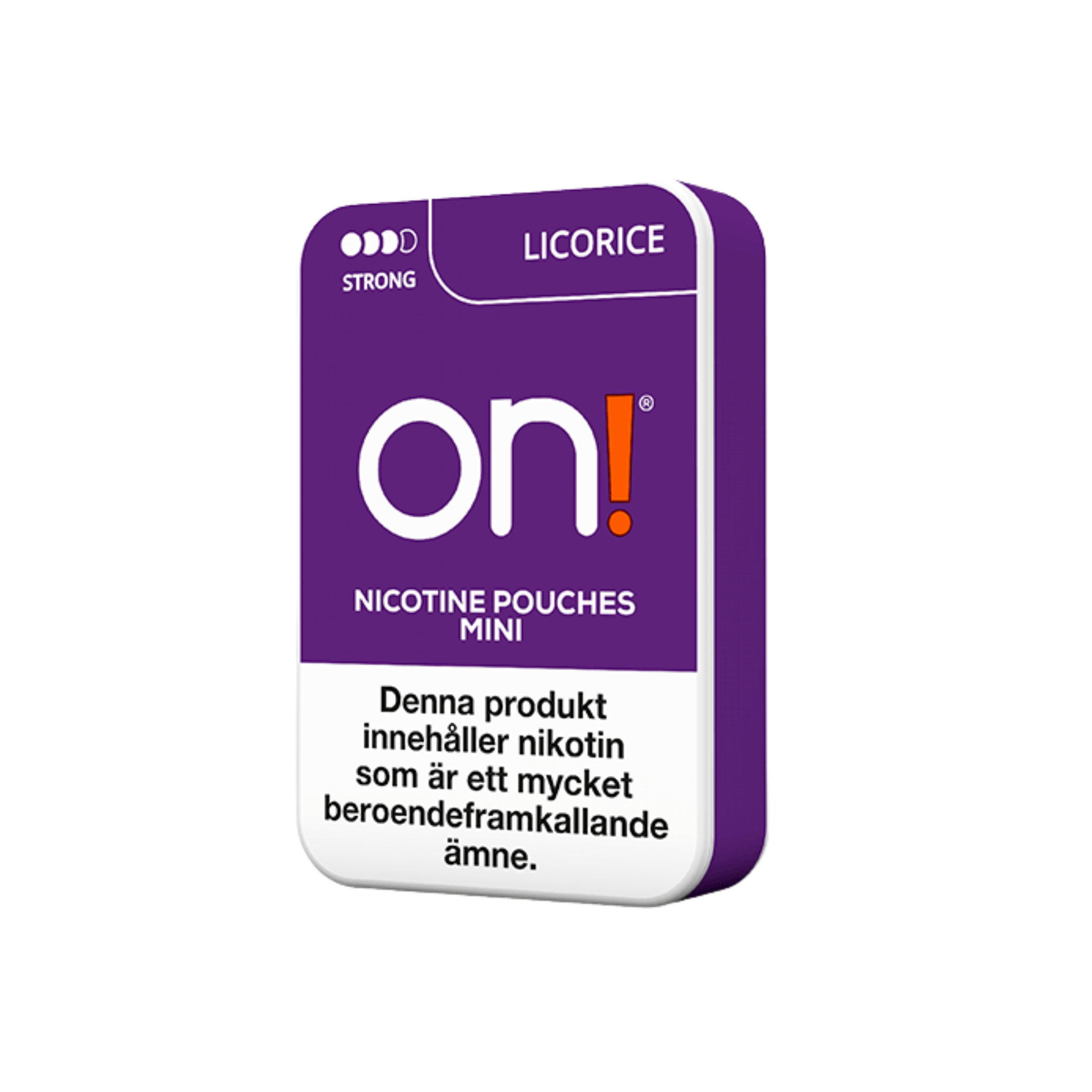 On! Licorice Strong nicotine pouch can – mini dry, 6 mg, 20 pouches