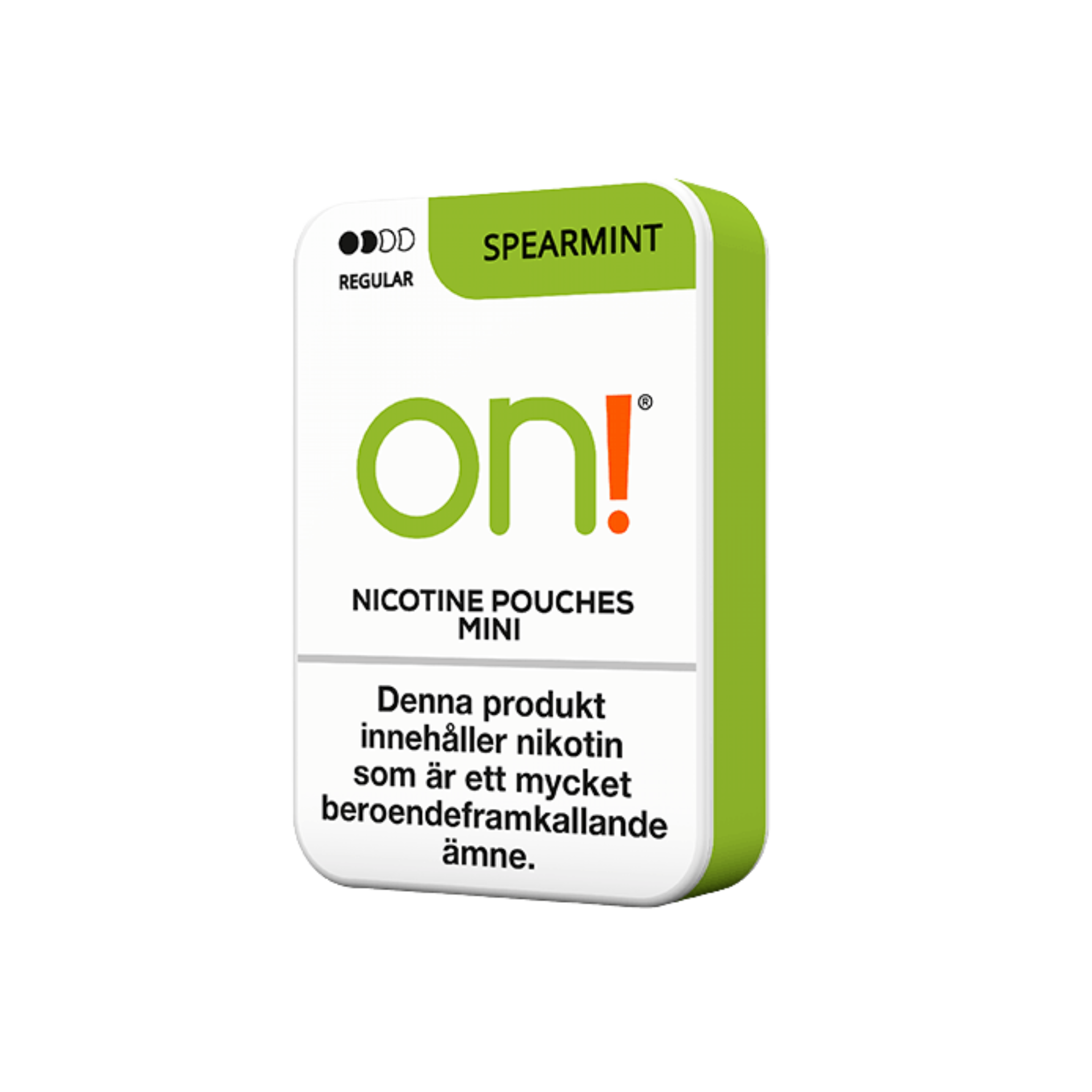 On! Spearmint Regular nicotine pouch can – Mini dry, 3mg, 20 pouches