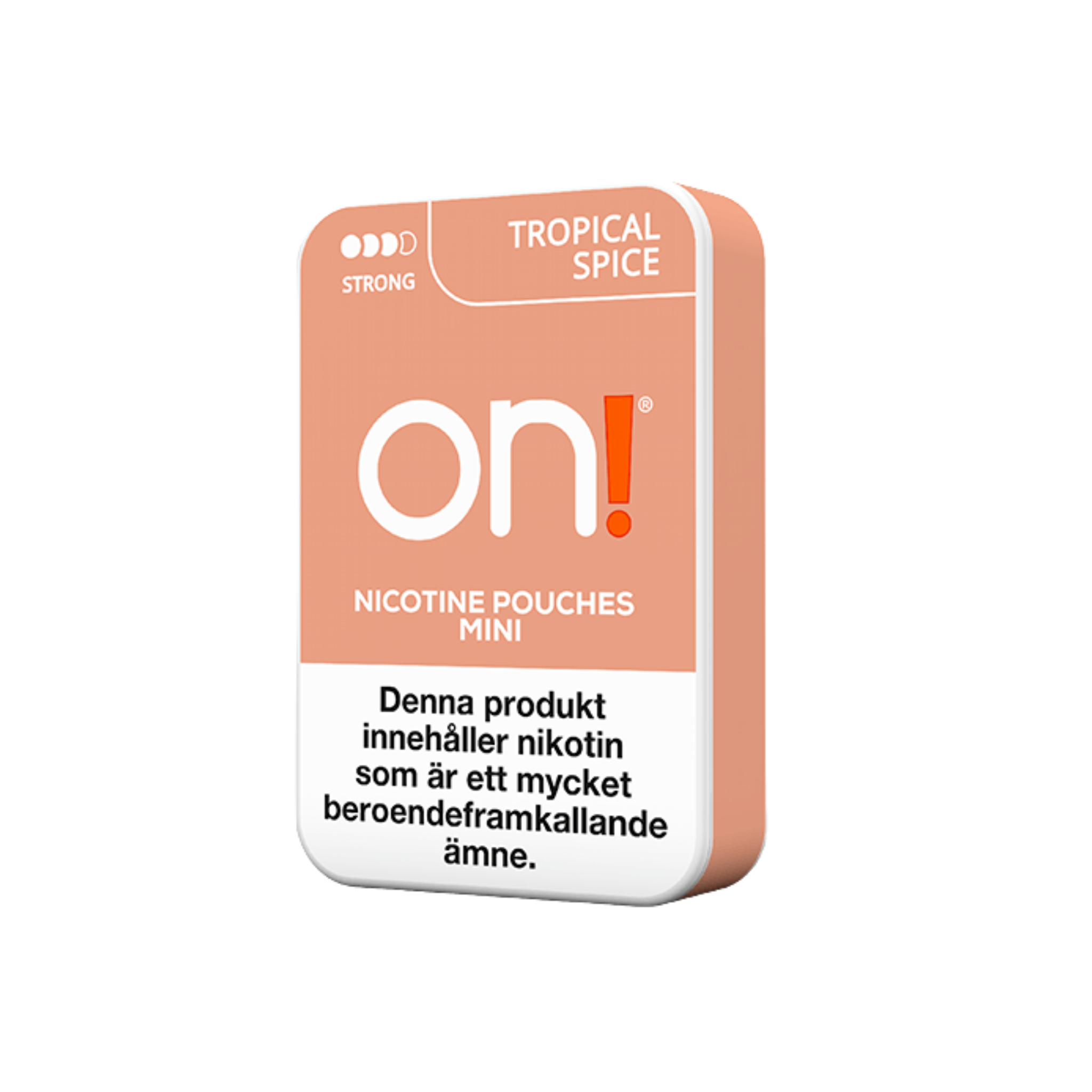 On! Tropical Spice Strong nicotine pouch can – Mini dry, 6mg, 20 pouches